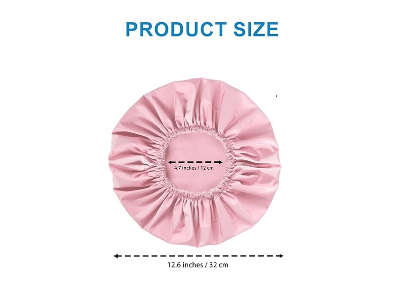 Shower Cap for Women, Double Layer Waterproof Bath Cap, Reusable Hair Protector, Large Waterproof Shower Bonnet Washable Elastic Band Bath Hair Hat for Long Hair, Braids， - Pink