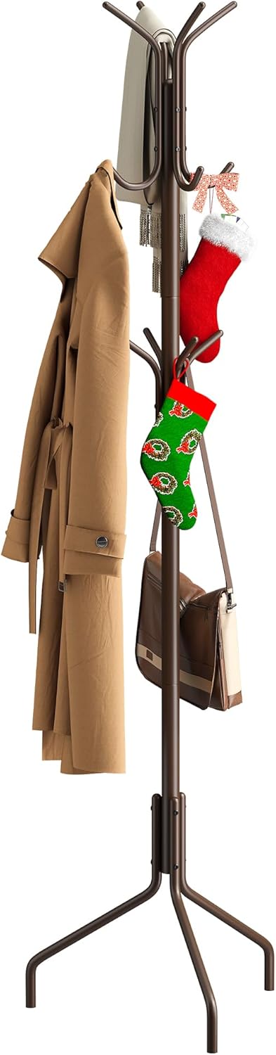 Coat Rack Freestanding Coat Tree Standing Coat and Hat Hanger Jacket Organizer Rack Metal,18.3" L x 18.3" W x 71.5" H, Black