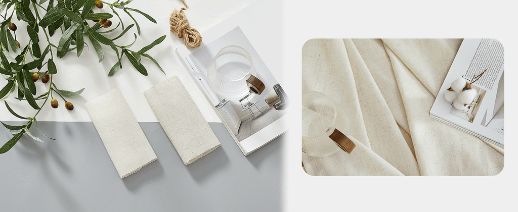 Natural Linen Curtains 84 inch Long 2 Panels Set, Grommet Top Thick Linen Burlap Semi Sheer Vertical Drapes Privacy Assured with Light Filtering for Bedroom/Living Room, W55 x L84